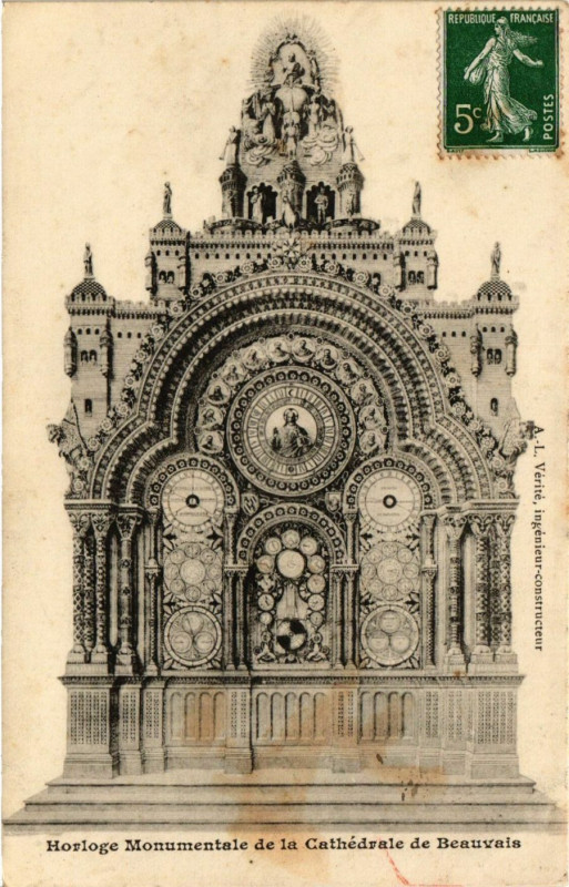 Carte postale ancienne Horloge Monumentale de la Cathedrale de Beauvais à Beauvais