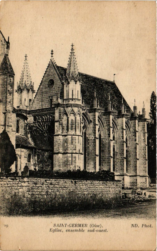 Carte postale ancienne Saint-Germer - Eglise ensemble sud-ouest