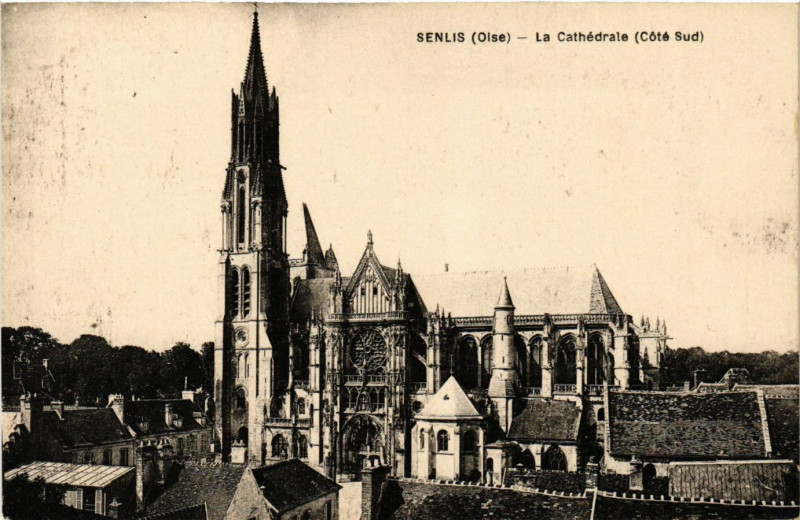 Carte postale ancienne Senlis - La Cathedrale (Cote Sud) à Senlis