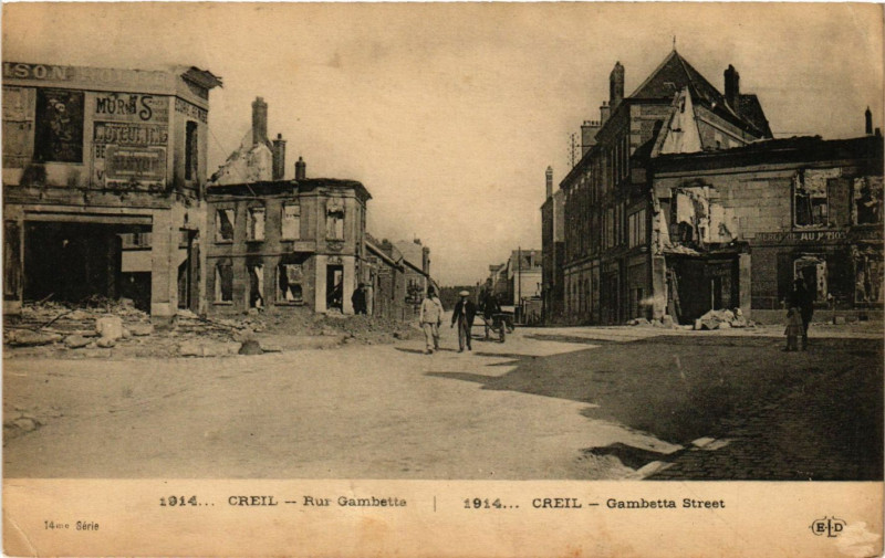 Carte postale ancienne 1914 Creil - Rue Gambetta à Creil