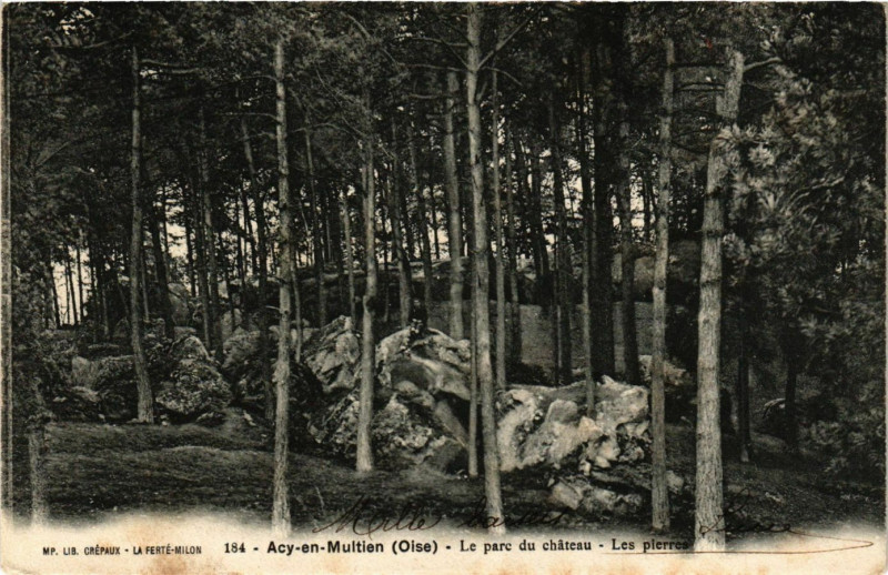 Carte postale ancienne Acy-en-Muitien - Le parc du Chateau - Les pierres