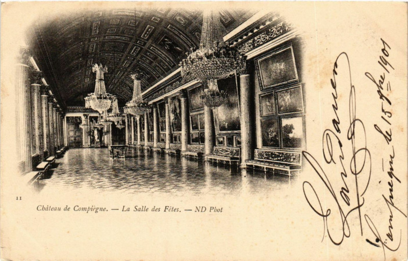 Carte postale ancienne Chateau de Compiegne - La Salle des Fetes à Compiègne