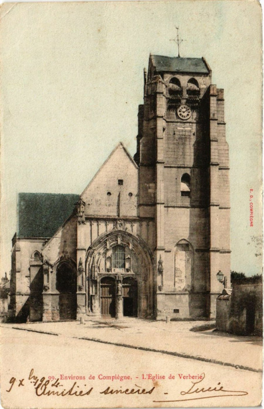 Carte postale ancienne Env. de Compiegne - L'Eglise de Verberie à Compiègne