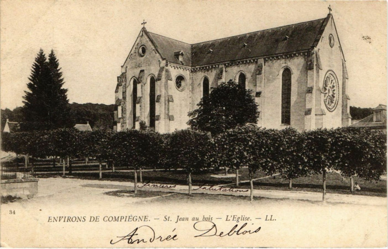 Carte postale ancienne Env. de Compiegne - Saint-Jéean au Bois - L'Eglise à Compiègne