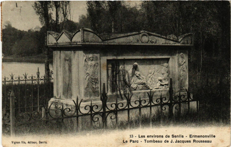 Carte postale ancienne Les Env. de Senlis - Ermenonville - La Par - Tombeau de J.Jacques à Senlis