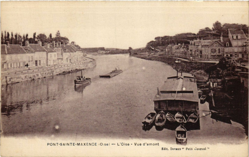 Carte postale ancienne Pont-Sainte-Maxence - L'Oise - Vue d'amont à Pont-Sainte-Maxence