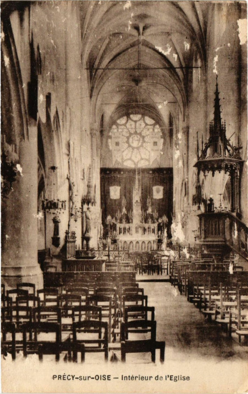 Carte postale ancienne Precy-sur-Oise - Interieur de l'Eglise à Précy-sur-Oise
