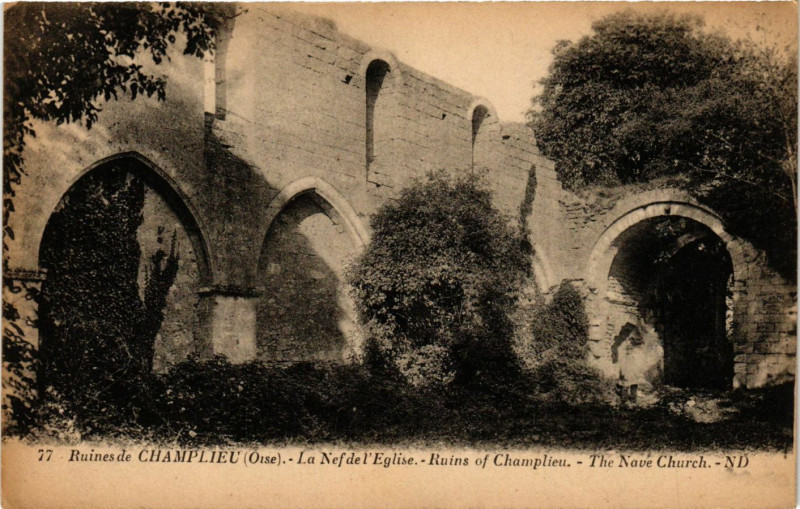 Carte postale ancienne Ruines de Champliéeu - La Nef de l'Eglise - Ruins of