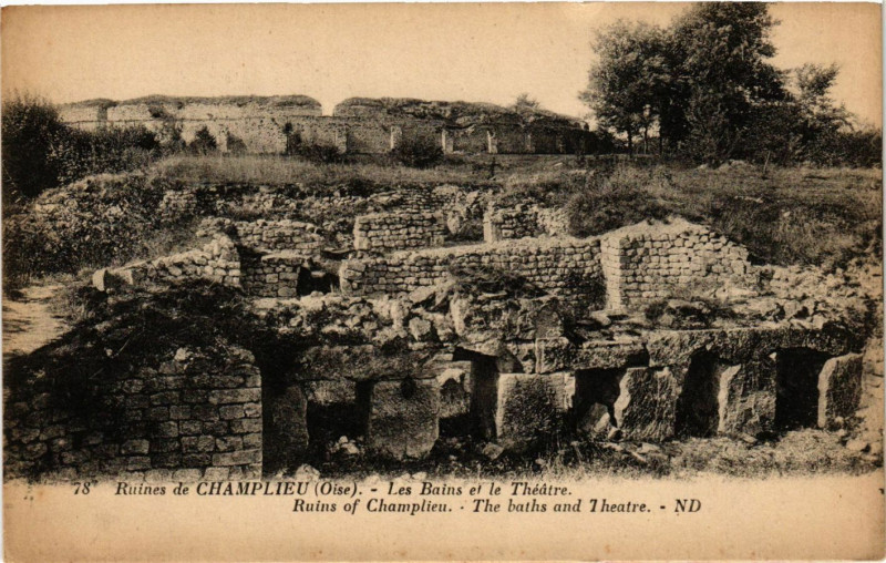 Carte postale ancienne Ruines de Champlieu-les-Bains et le Theatre - Ruins of