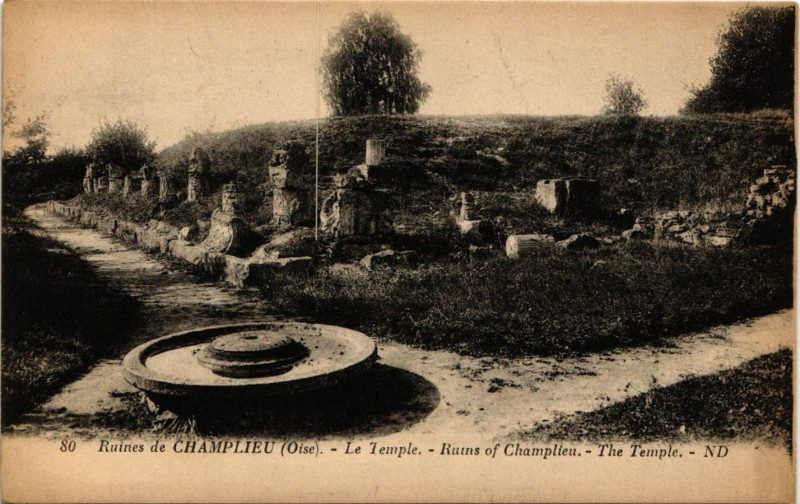 Carte postale ancienne Ruines de Champlieu - Le Temple - Ruins of Champlieu