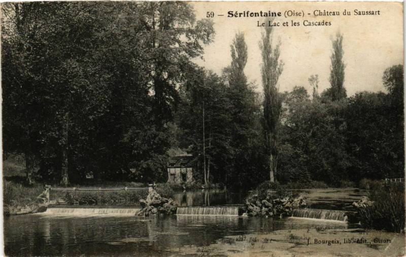 Carte postale ancienne Serifontaine - Chateau du Saussart - Le Lac et les Cascades à Sérifontaine