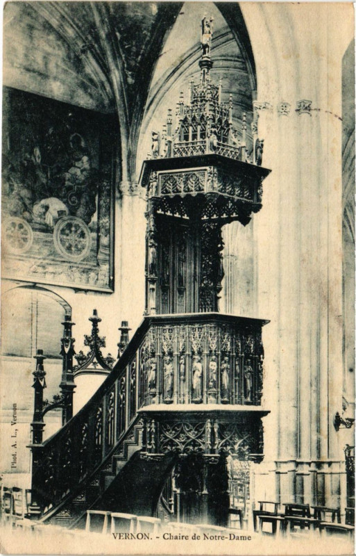 Carte postale ancienne Vernon - Chaire de N.-D.