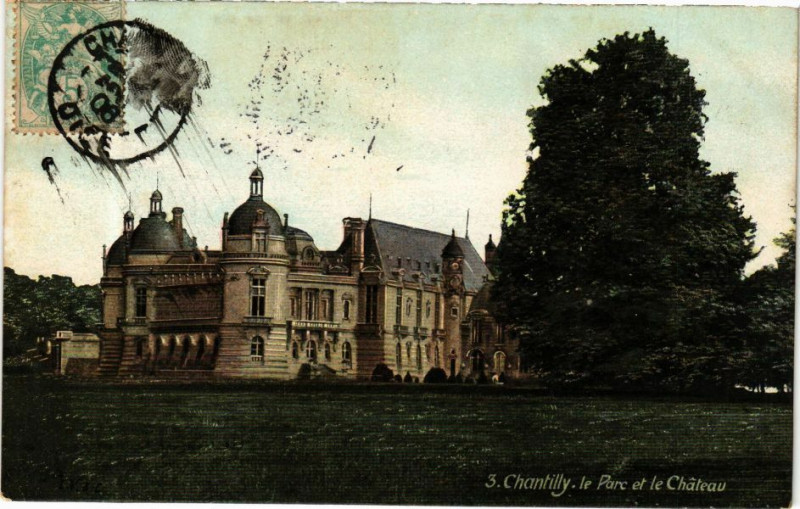 Carte postale ancienne Ed. Aqua 3 Chantilly Le Parc et le Chateau à Chantilly