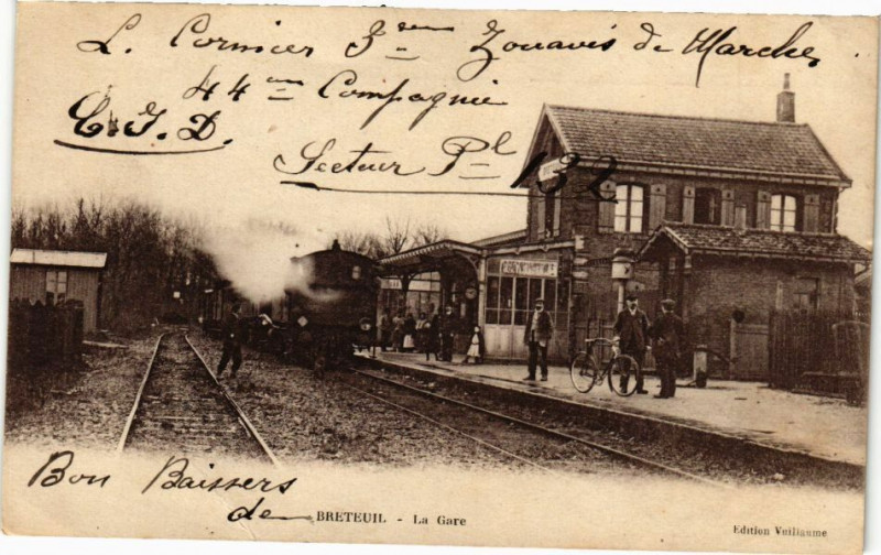 Carte postale ancienne Breteuil - La Gare à Breteuil