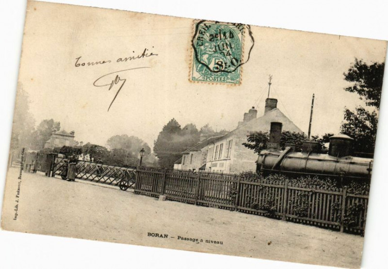 Carte postale ancienne Boran - Passage a niveau