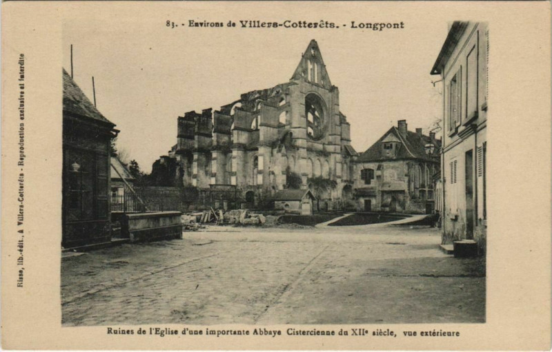 Carte postale ancienne Longpont Ruines de l'Eglise à Longpont