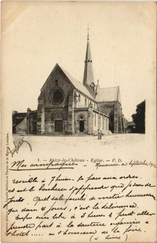 Carte postale ancienne Anizy-le-Chateau Eglise