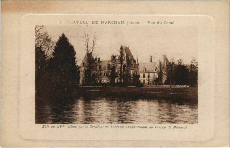 Carte postale ancienne Chateau de Marchais Vue du Canal à Marchais