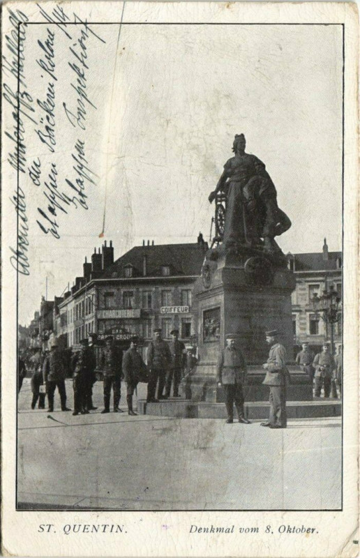 Carte postale ancienne Saint-Quentin Denkmal vom 8 Oktober à Saint-Quentin
