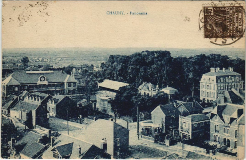 Carte postale ancienne Chauny Panorama à Chauny