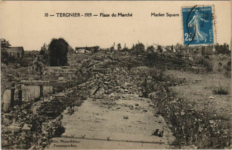 Carte postale ancienne Terginer 1919 Place du Marche Marhet square