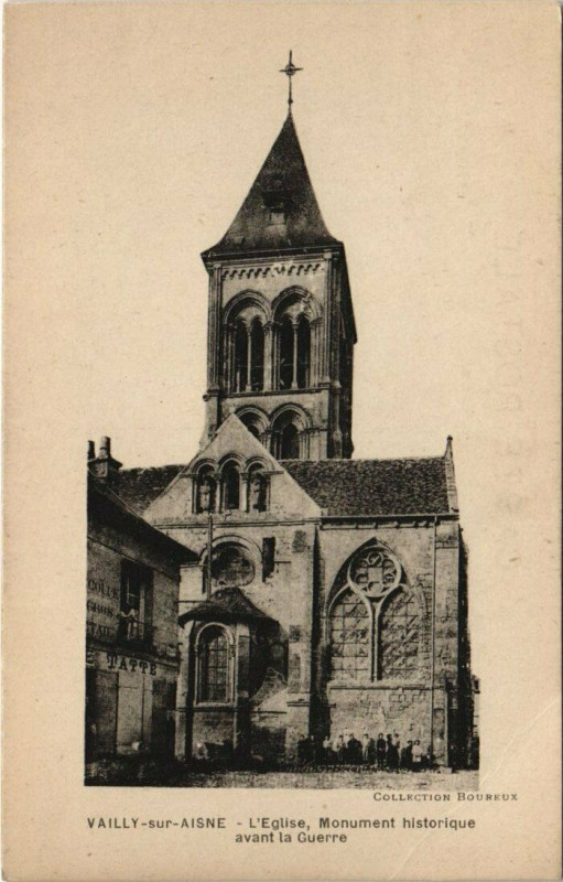 Carte postale ancienne Vailly-sur-Aisne avant la Guerre L'Eglise à Vailly-sur-Aisne