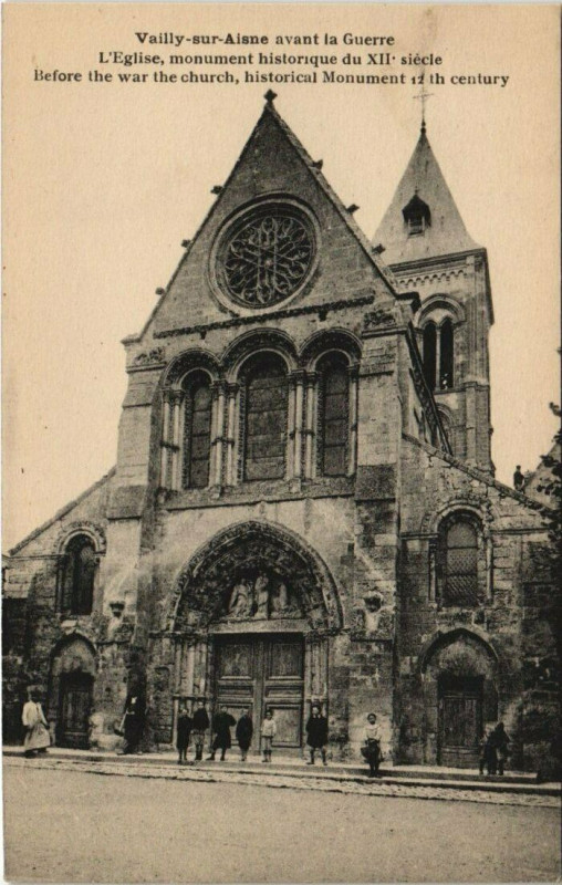 Carte postale ancienne Vailly-sur-Aisne avant la Guerre L'Eglise à Vailly-sur-Aisne