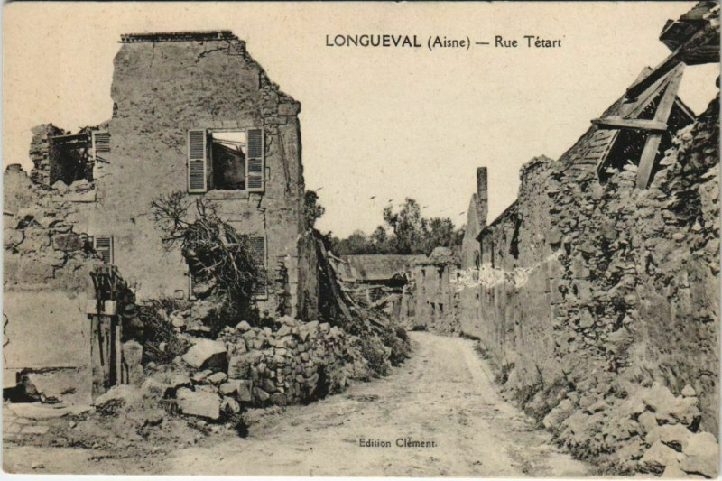 Carte postale ancienne Longeuval Rue Tetart