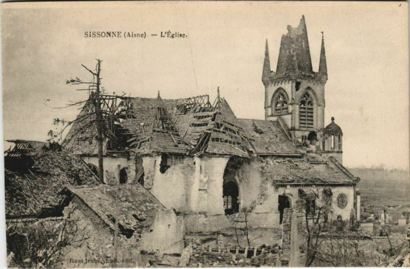 Carte postale ancienne Sissonne L'Eglise France à Sissonne