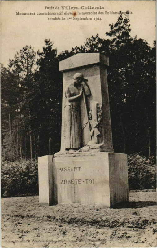Carte postale ancienne Villers Cotterets Monument Commemoratif France