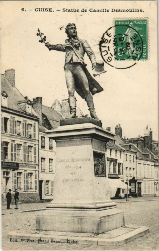 Carte postale ancienne Guise Statue de Camille Desmoulins France à Guise