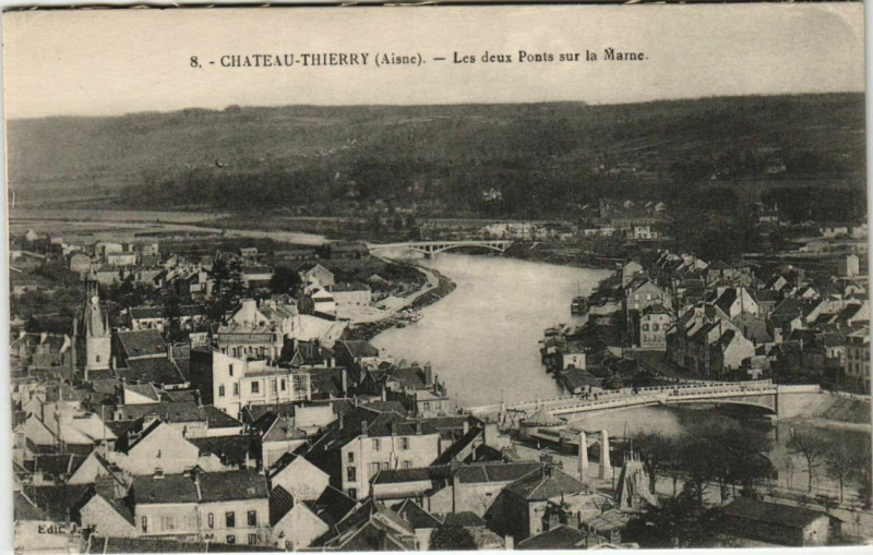 Carte postale ancienne Chateau Thierry Les deux Ponts s la Marne France