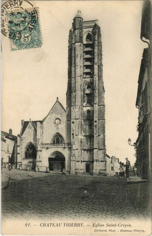 Carte postale ancienne Chateau Thierry Eglise Saint-Crepin France