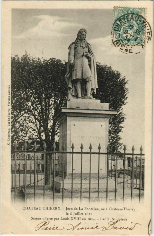 Carte postale ancienne Chateau Thierry Jean de La Fontaine France