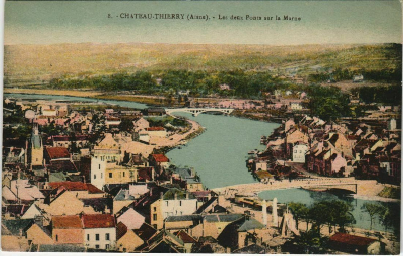 Carte postale ancienne Chateau Thierry Les deux Ponts s la Marne France