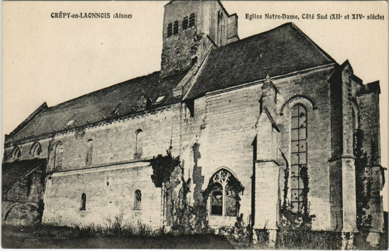 Carte postale ancienne Crepy-en-Laonnois Eglise Notre-Dame à Crépy