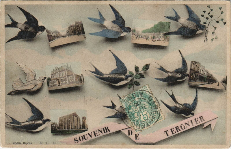 Carte postale ancienne Souvenir de Tergnier à Tergnier