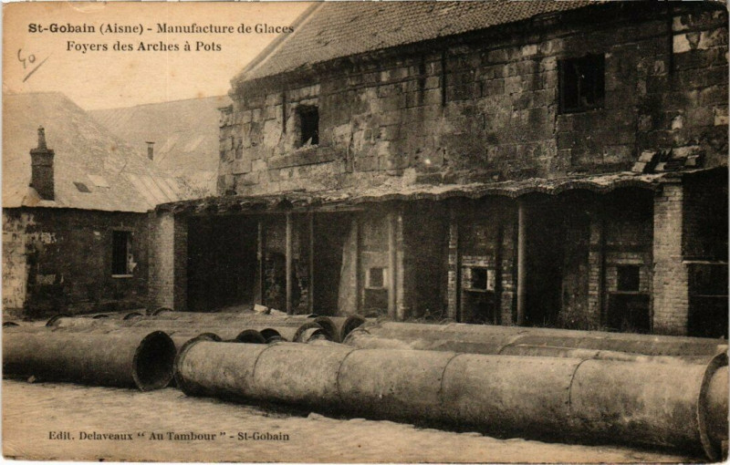 Carte postale ancienne Saint-Gobain - Manufacture de Glaces à Saint-Gobain