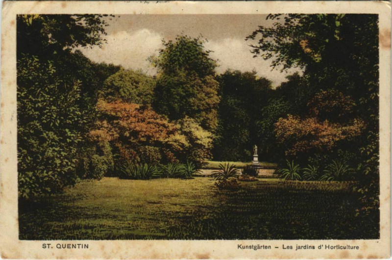 Carte postale ancienne Saint Quentin- Les jardins d'Horticulture France à Saint-Quentin