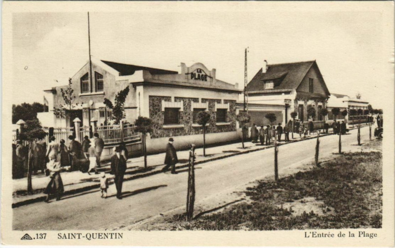 Carte postale ancienne Saint Quentin- Entree de la Plage France à Saint-Quentin