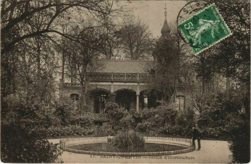 Carte postale ancienne Saint Quentin- Jardin d'Horticulture France à Saint-Quentin