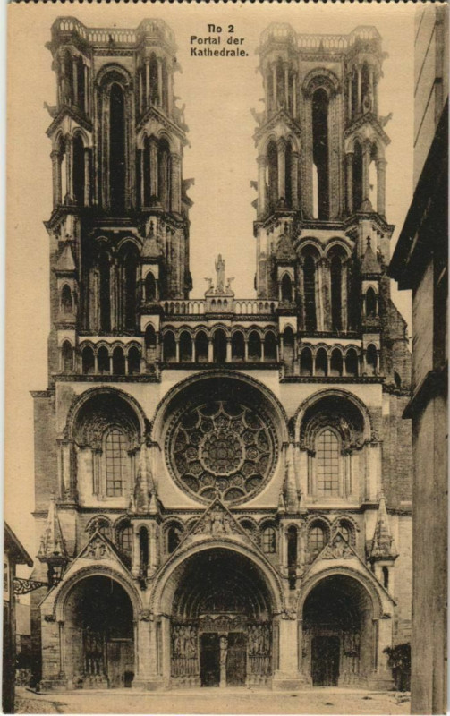 Carte postale ancienne Laon- Portal der Kathedrale France à Laon
