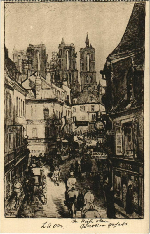 Carte postale ancienne Laon- Hauptverkehrstrasse RueSaint-Jean France à Laon