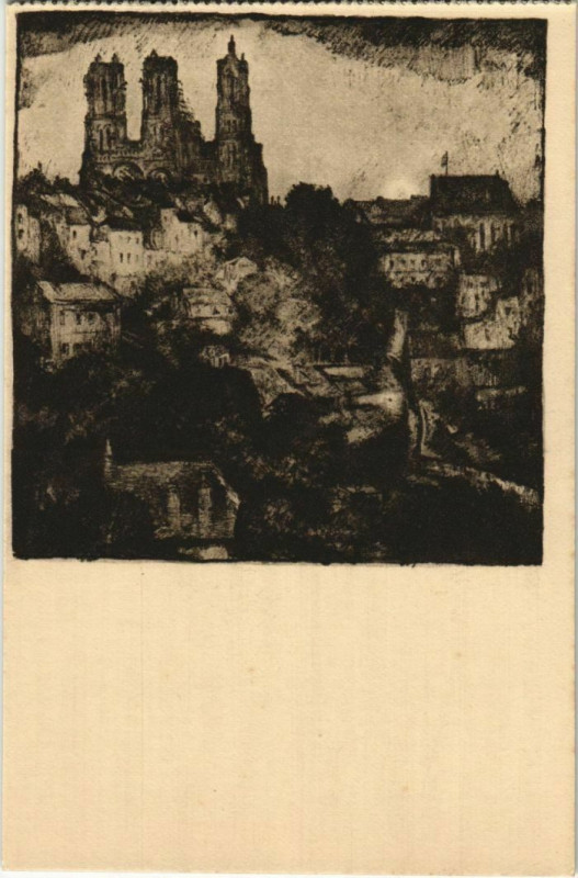 Carte postale ancienne Laon- blick a. Stadt und Kathedrale France à Laon