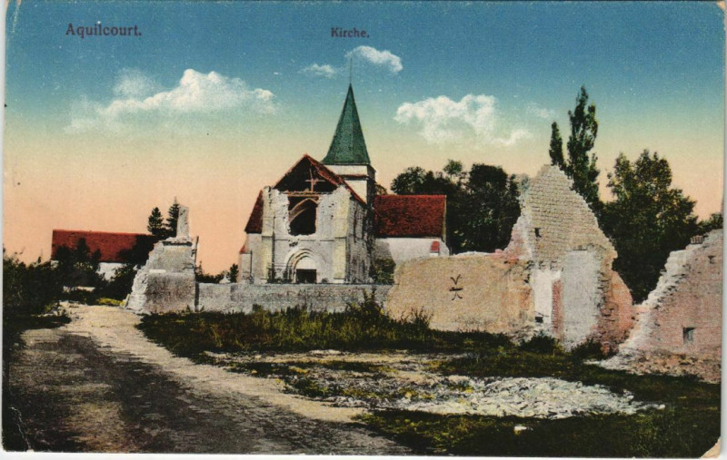 Carte postale ancienne Aquilcourt - L'Eglise - Kirche - Ruines