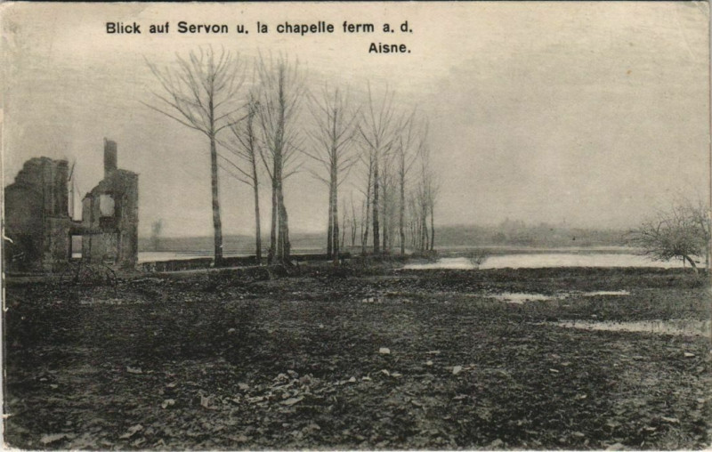 Carte postale ancienne Blick auf Servon u. La Chapelle Ferm a. d. Aisne
