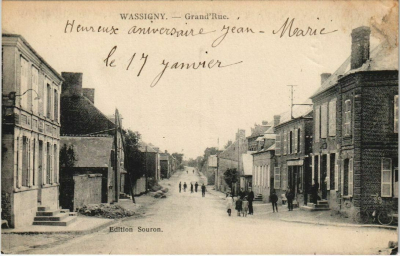 Carte postale ancienne Wassigny - Grand'Rue à Wassigny