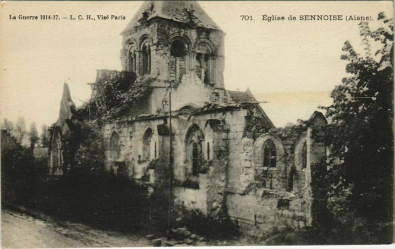 Carte postale ancienne Sennoise - Eglise de Sennoise - Ruines