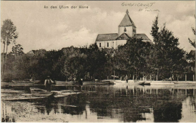 Carte postale ancienne Guignicourt - L'Eglise - An den Ufern der Aisne
