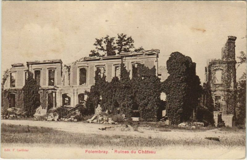 Carte postale ancienne Folembray - Ruines du Chateau à Folembray